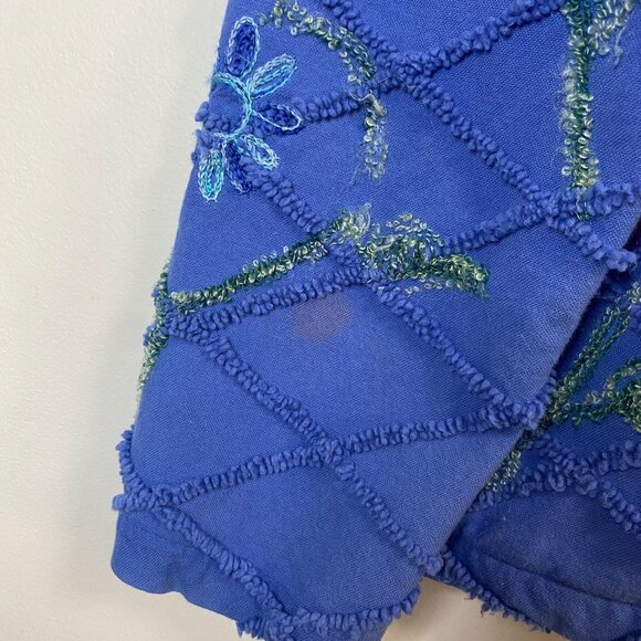 Tantrums Jacket Women's L Blue Floral Vintage Embroidered Flower Button Collared - Picture 9 of 9